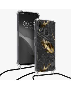 KWmobile Crossbody Silicone Case with Neck Cord Lanyard Strap (56527.01) Palm Leaves (Xiaomi Redmi Note 7 / Note 7 Pro)