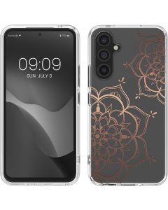 KWmobile Slim Fit Gel Case Flower Twins (60806.02) Θήκη Σιλικόνης Διάφανη / Ροζ Χρυσό (Samsung Galaxy A54 5G)