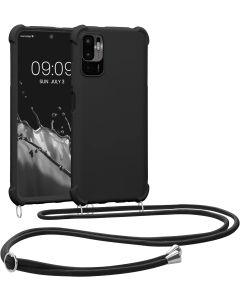 KWmobile Crossbody Silicone Case with Neck Cord Lanyard Strap (59145.01) Black (Xiaomi Poco M3 Pro 5G / Redmi Note 10 5G)