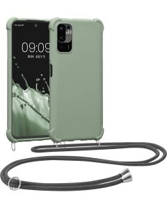 KWmobile Crossbody Silicone Case with Neck Cord Lanyard Strap (59145.172) Gray Green (Xiaomi Poco M3 Pro 5G / Redmi Note 10 5G)