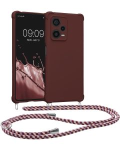 KWmobile Crossbody Silicone Case with Neck Cord Lanyard Strap (60720.187) Bordeaux Violet (Xiaomi Redmi Note 12 Pro Plus)