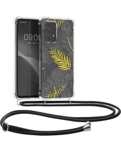 KWmobile Crossbody Silicone Case with Neck Cord Lanyard Strap (58234.01) Palm Leaves (Samsung Galaxy A53 5G)