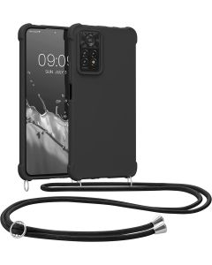 KWmobile Crossbody Silicone Case with Neck Cord Lanyard Strap (58911.01) Black (Xiaomi Redmi Note 11 Pro Plus 5G)