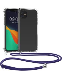 KWmobile Crossbody Silicone Case with Blue Neck Cord Lanyard Strap (49740.13) Διάφανη (iPhone 11)