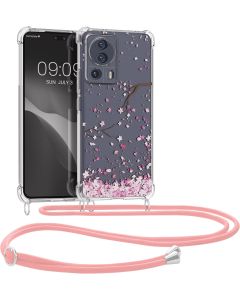KWmobile Crossbody Silicone Case with Neck Cord Lanyard Strap (61167.01) Cherry Blossoms (Xiaomi 13 Lite)