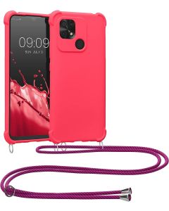 KWmobile Crossbody Silicone Case with Neck Cord Lanyard Strap (59233.238) Awesome Pink (Xiaomi Redmi 10C)