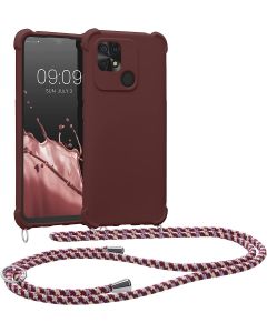 KWmobile Crossbody Silicone Case with Neck Cord Lanyard Strap (59233.187) Bordeaux Violet (Xiaomi Redmi 10C)