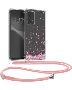 KWmobile Crossbody Silicone Case with Neck Cord Lanyard Strap (58233.03) Cherry Blossoms (Samsung Galaxy A33 5G)