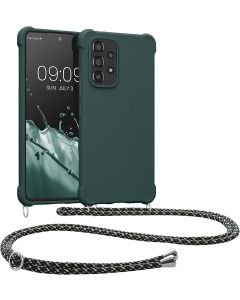 KWmobile Crossbody Silicone Case with Neck Cord Lanyard Strap (58566.169) Moss Green (Samsung Galaxy A53 5G)