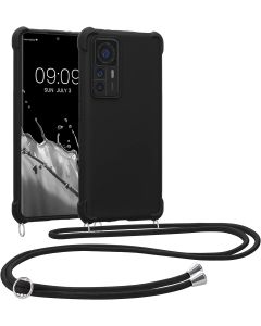 KWmobile Crossbody Silicone Case with Neck Cord Lanyard Strap (60157.01) Black (Xiaomi 12T / 12T Pro)