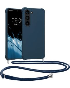 KWmobile Crossbody Silicone Case with Neck Cord Lanyard Strap (60327.17) Dark Blue (Samsung Galaxy S23)