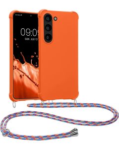KWmobile Crossbody Silicone Case with Neck Cord Lanyard Strap (60327.203) Orange (Samsung Galaxy S23)