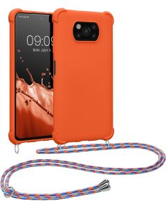 KWmobile Crossbody Silicone Case with Neck Cord Lanyard Strap (57396.203) Summer Orange (Xiaomi Poco X3 NFC / X3 Pro)