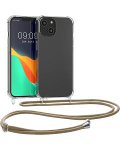 KWmobile Crossbody Silicone Case with Gold Neck Cord Lanyard Strap (59108.21) Διάφανη (iPhone 14)