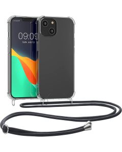 KWmobile Crossbody Silicone Case with Grey Neck Cord Lanyard Strap (59108.22) Διάφανη (iPhone 14)