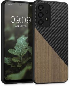 KWmobile Hard Plastic Carbon / Wood Case (58672.01) Black / Brown (Samsung Galaxy A33 5G)