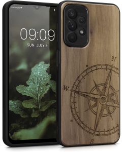 KWmobile Wooden Case Navigational Compass (58314.02) Θήκη Ξύλινη Dark Brown (Samsung Galaxy A23 4G / 5G)