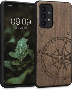 KWmobile Wooden Case Navigational Compass (58317.02) Θήκη Ξύλινη Dark Brown (Samsung Galaxy A53 5G)