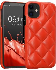 KWmobile Quilted Puffer PU Leather Case (59445.150) Fruity Orange (iPhone 11)