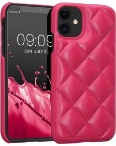 KWmobile Quilted Puffer PU Leather Case (59445.77) Neon Pink (iPhone 11)