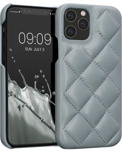 KWmobile Quilted Puffer PU Leather Case (59446.58) Light Blue Matte (iPhone 12 / 12 Pro)