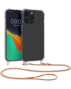 KWmobile Crossbody Silicone Case with Rose Gold Metal Chain (59104.81) Διάφανη (iPhone 14 Pro)