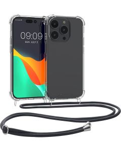 KWmobile Crossbody Silicone Case with Grey Neck Cord Lanyard Strap (59110.22) Διάφανη (iPhone 14 Pro)