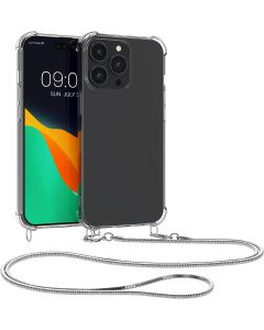 KWmobile Crossbody Silicone Case with Silver Metal Chain (59104.35) Διάφανη (iPhone 14 Pro)