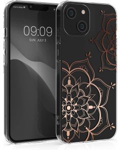 KWmobile Slim Fit Gel Case Flower Twins (59204.03) Θήκη Σιλικόνης Διάφανη / Ροζ Χρυσό (iPhone 14)