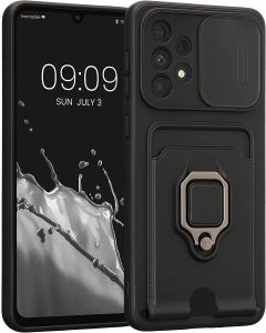 KWmobile TPU Camera Shield Cover with Card Holder and Kickstand (58576.01) Black (Samsung Galaxy A33 5G)