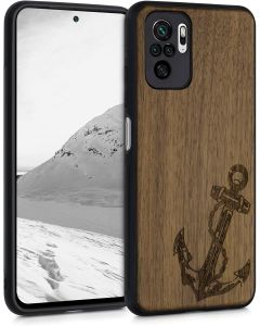 KWmobile Wooden Case Vintage Anchor (54548.03) Θήκη Ξύλινη Dark Brown (Xiaomi Redmi Note 10 / 10S / Poco M5s)
