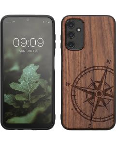 KWmobile Wooden Case Navigational Compass (60817.01) Θήκη Ξύλινη Dark Brown (Samsung Galaxy A14 4G / 5G)