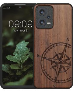 KWmobile Wooden Case Navigational Compass (60891.01) Θήκη Ξύλινη Walnut (Xiaomi Redmi Note 12 5G / Poco X5 5G)