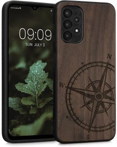 KWmobile Wooden Case Navigational Compass (58315.02) Θήκη Ξύλινη Dark Brown (Samsung Galaxy A13 4G)