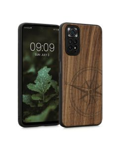 KWmobile Wooden Case Navigational Compass (57386.01) Θήκη Ξύλινη Dark Brown (Xiaomi Redmi Note 11 / 11S 4G)