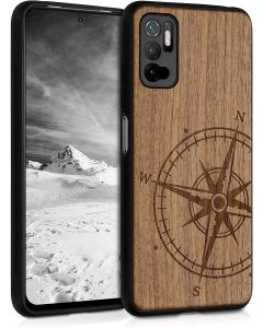 KWmobile Wooden Case Navigational Compass (55911.01) Θήκη Ξύλινη Dark Brown (Xiaomi Poco M3 Pro 5G / Redmi Note 10 5G)