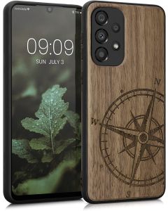 KWmobile Wooden Case Navigational Compass (58316.02) Θήκη Ξύλινη Dark Brown (Samsung Galaxy A33 5G)