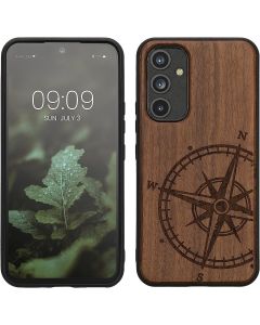 KWmobile Wooden Case Navigational Compass (60799.02) Θήκη Ξύλινη Dark Brown (Samsung Galaxy A54 5G)