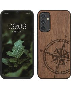 KWmobile Wooden Case Navigational Compass (60813.01) Θήκη Ξύλινη Dark Brown (Samsung Galaxy A34 5G)