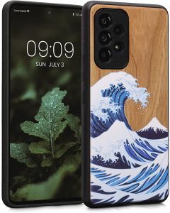KWmobile Wooden Case The Great Wave (58317.05) Θήκη Ξύλινη Blue/ White/ Brown (Samsung Galaxy A53 5G)