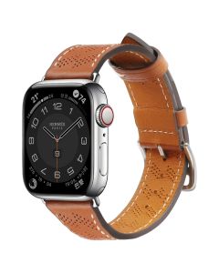 Leather Watch Strap Brown για Apple Watch 42/44/45/49mm (1/2/3/4/5/6/7/8/9/SE/ULTRA)