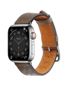 Leather Watch Strap Dark Brown για Apple Watch 42/44/45/49mm (1/2/3/4/5/6/7/8/9/SE/ULTRA)
