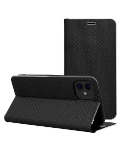 Forcell Luna Carbon Wallet Case Θήκη Πορτοφόλι με Δυνατότητα Stand - Black (iPhone 17) - MT79605