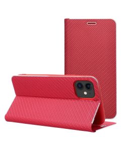 Forcell Luna Carbon Wallet Case Θήκη Πορτοφόλι με Δυνατότητα Stand - Red (iPhone 17) - MT79603