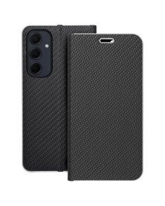 Forcell Luna Carbon Wallet Case Θήκη Πορτοφόλι με Δυνατότητα Stand - Black (Samsung Galaxy A35 5G) - MT75110