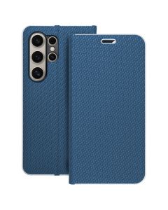 Forcell Luna Carbon Wallet Case Θήκη Πορτοφόλι με Δυνατότητα Stand - Blue (Samsung Galaxy S24 Ultra) - MT75114