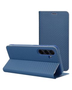 Forcell Luna Carbon Wallet Case Θήκη Πορτοφόλι με Δυνατότητα Stand - Blue (Samsung Galaxy S25 Plus) - MT77626