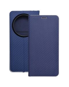 Forcell Luna Carbon Wallet Case Θήκη Πορτοφόλι με Δυνατότητα Stand - Blue (Xiaomi 14 Ultra) - MT75117