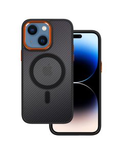 Tel Protect Magnetic Carbon MagSafe Hybrid Case Black / Orange (iPhone 13)