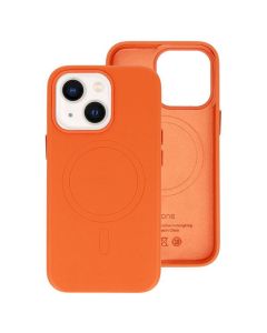MagSafe PU Leather Back Cover Case - Orange (iPhone 14)